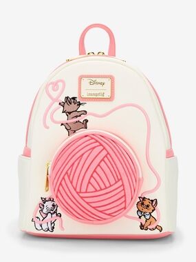 Loungefly Disney Cream and Pink Aristocats Marie Yarn Mini Backpack